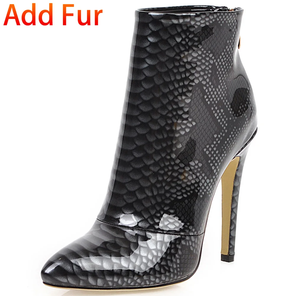 Sarairis High Quality Plus Size 33-46 INS Hot Shoes Woman Boots Female Super High Heels Zip Up Party Boots Women Shoes - Цвет: yin add fur