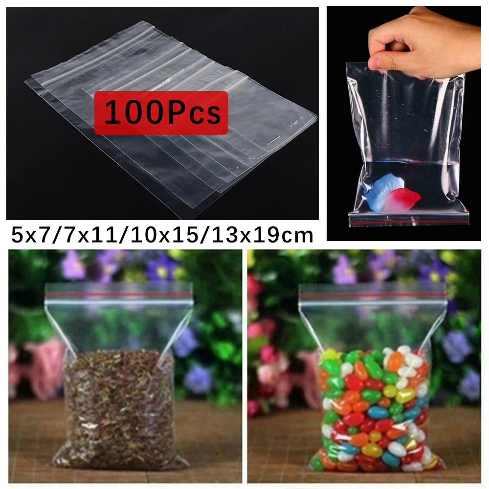Opp Bag Sealed bag Grip Seal Clear Self 100Pcs Mini Zipper Package | Дом и сад