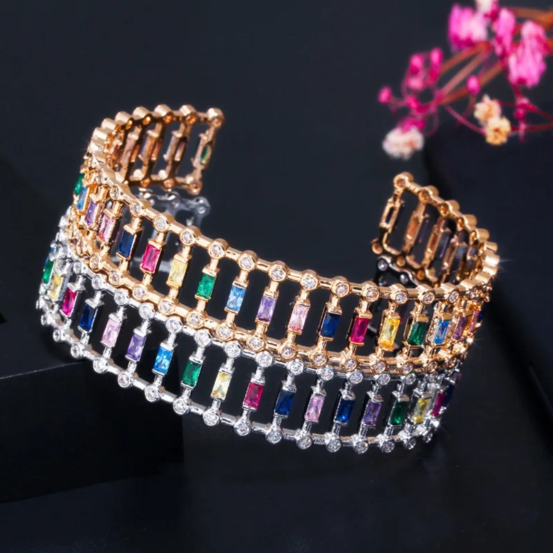 Ювелирные изделия Pera Z063 для женщин с красными и радужными Фианитами большие