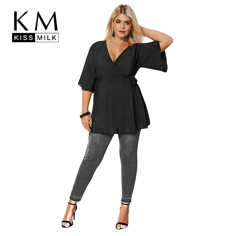 Kissmilk Европа и США простой сексуальный большой размер кимоно обертывание Труба