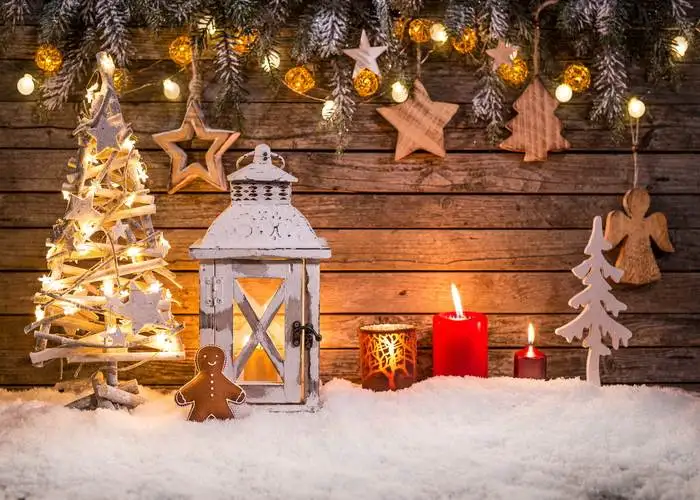 

Christmas Backdrop Wood Board Light Winter Snow Gift Star Bell Vinyl Photography Background Photo Studio Photophone Photozone