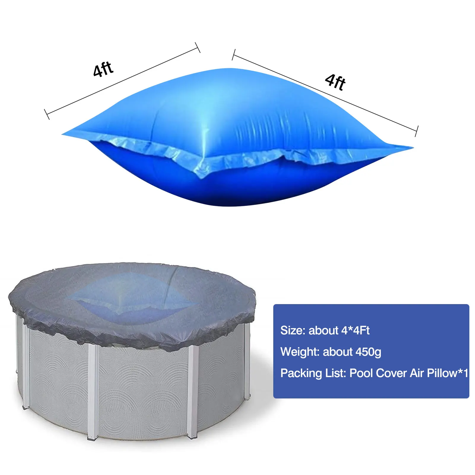 

4x4ft Swimming Pools Floating Prevent Fading Durable Multifunction Winter Air Pillows Inflatable Square Hot Tubs Portable