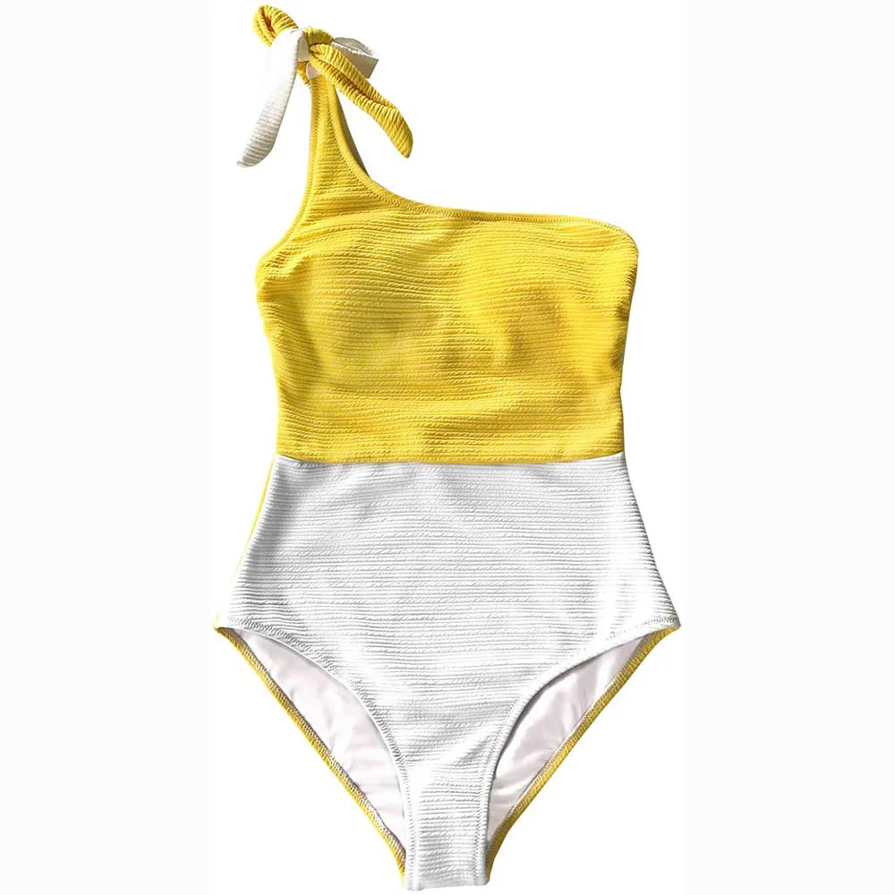 

Women Patchwork Bandage One Piece Swimsuit Bikini 2021 Summer Sexy halter Push Up Padded Monokini Bathing Suits Beach Swimwear