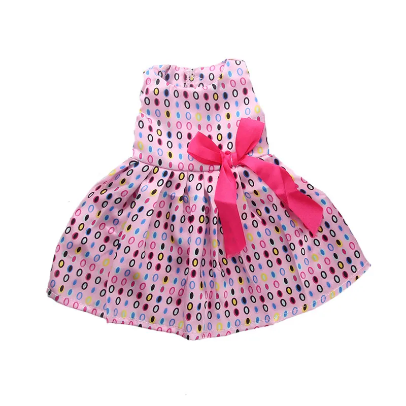 Платье LUCKDOLL ТРАПЕЦИЕВИДНОЕ без рукавов с принтом подходит для кукол 18 дюймов