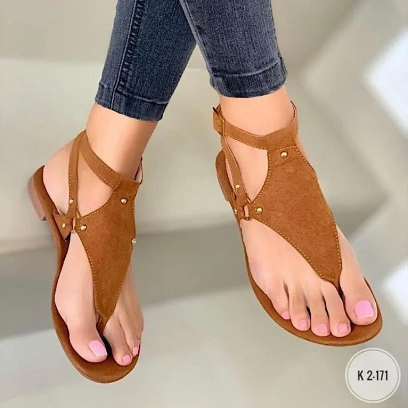 

Women Sandals Summer Fashion Solid Buckle Flip Flops Sandals Women Shoes Beach Casual Ladies Plus Size Gladiator Cross-tied