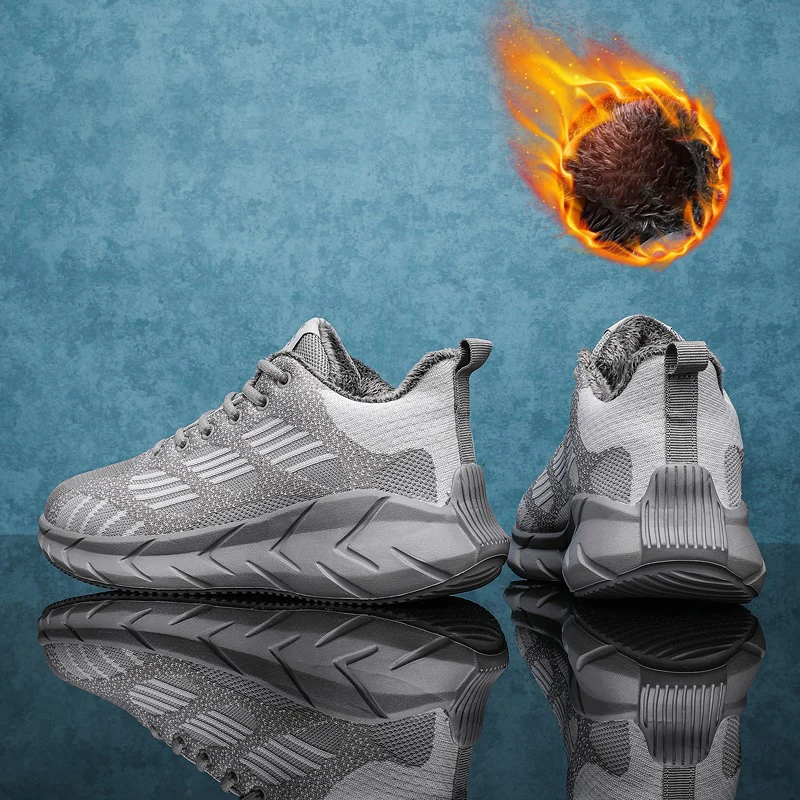 Damyuan New Fashion Men's Running Shoes 47 Big Size Mesh Warm Fur Snow Winter Shoes Split Leather Comfortable Ankle Warm Boots