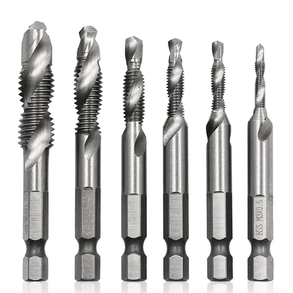 

6pcs/Set M3-M10 Composite Tap Drill Bit Set High Speed Steel Drill Bit Set For Drilling/tapping/cutting On Soft Metal Power Tool