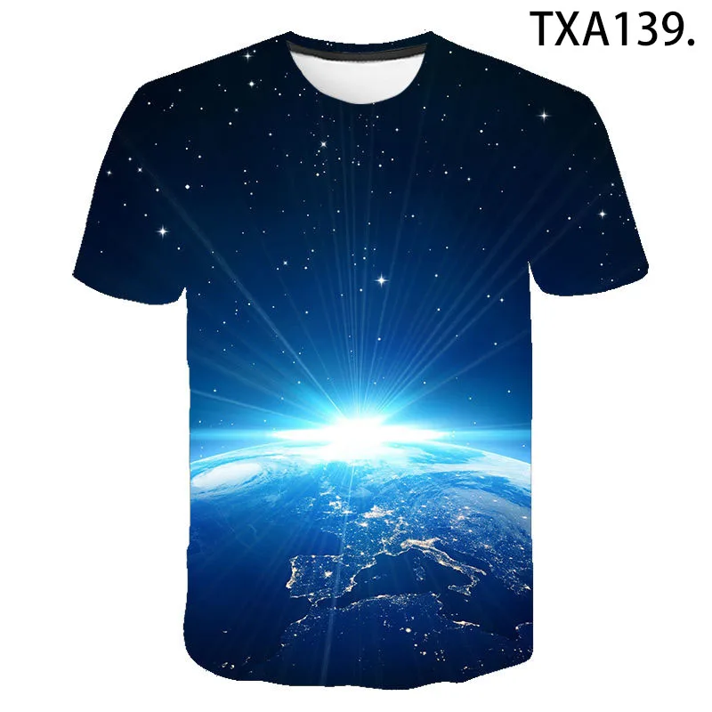 

New Casual Space Universe 3d Printing Hard Flower T-shirt Boys And Girls Fashion Street Trendy Cool Sports Breathable Top