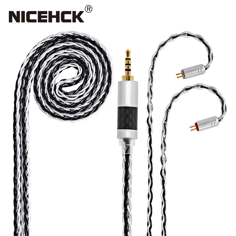 NiceHCK 8-жильный посеребренный кабель для наушников 3 5/2 5/4 4 мм MMCX/2Pin AS10 ZS10 C10 CA4 C16 DB3 MK3