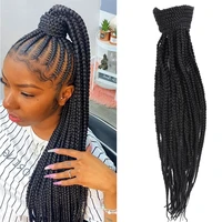 26inch long box braided drawstring fake ponytail hairpiece synthetic hair poney tail wig clip in extension for black women