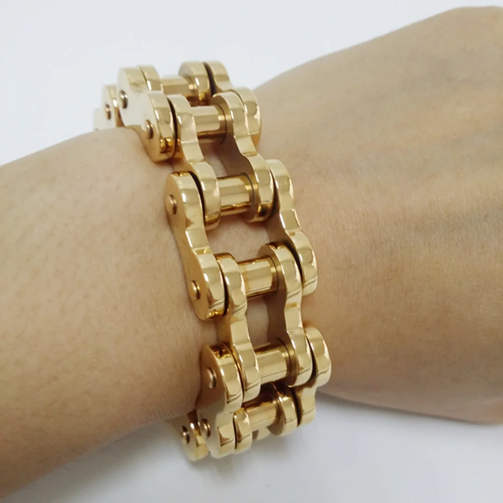 Тяжелый 18/22 мм мужской серебряный/золотой цвет мотор Байкерская цепочка браслет