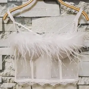 2020 сексуальная летняя женская сетчатая кружевная кофта с перьями, бюстье, кроп-топы, новые сетчатые Горячие бриллиантовые Сексуальные облегающие жилеты без рукавов