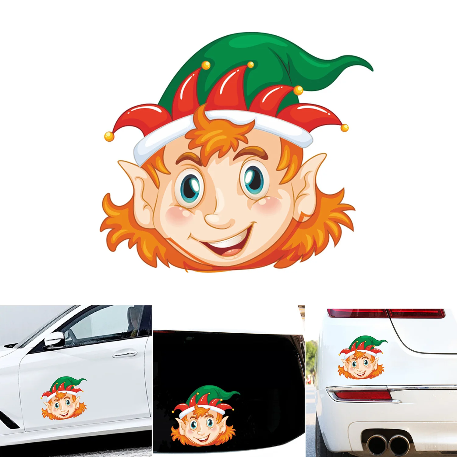 Милые наклейки окна автомобиля Санта наклейка на стеклянное окно Съемный