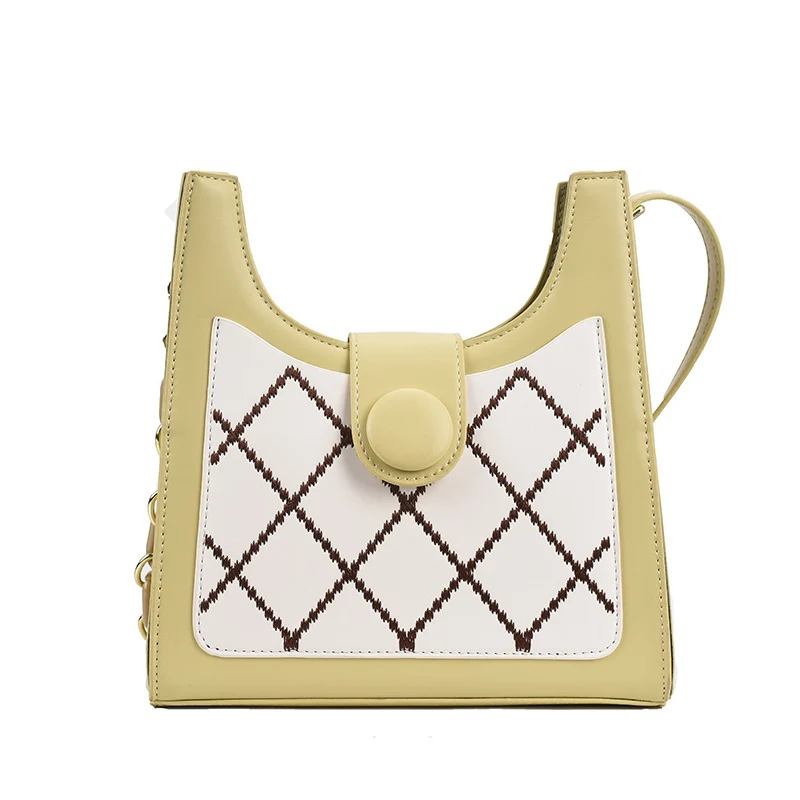 

Grid Design Underarm Bag Small PU Leather Crossbody Shoulder Bags for Women 2021 Luxury Branded Female Travel Handbags and Purse