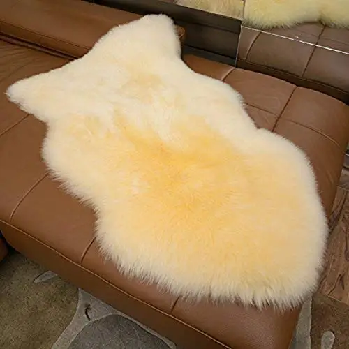 Beige HUAHOO чехол для сиденья из натуральной овчины ковер из натуральной овчины одеяло белый натуральный мех(1 P/2ft x 3ft - Цвет: Beige