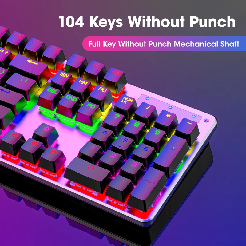 Механическая клавиатура игровой комплект черная синяя переключатель Проводная