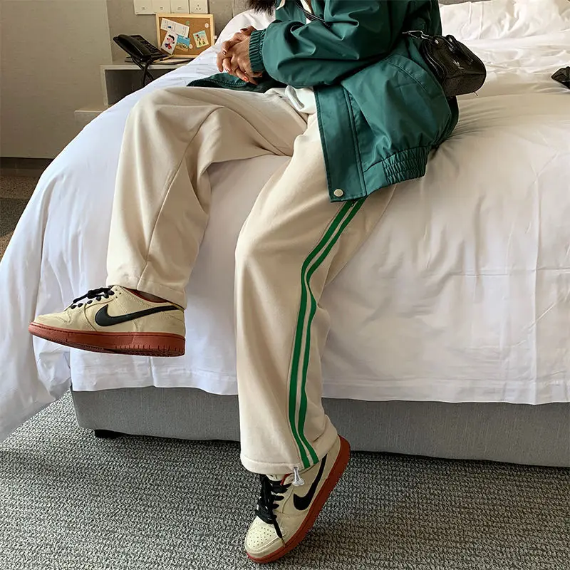 

Winter Sports Pants Women Streetwear Black Sweatpants Women Baggy Korean Style Casual White Pants Beige Trousers Women