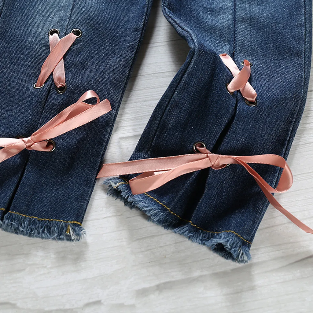 Детская одежда осенне зимняя Однотонная футболка с рюшами для маленьких девочек