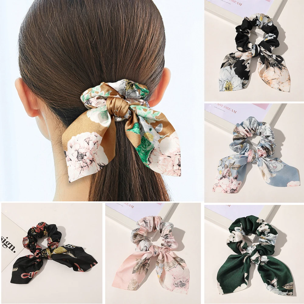 

New Bowknot Elastic Hair Bands For Women Girls Solid Color Scrunchies Headband Hair Ties Ponytail Holder Hair Accessorie