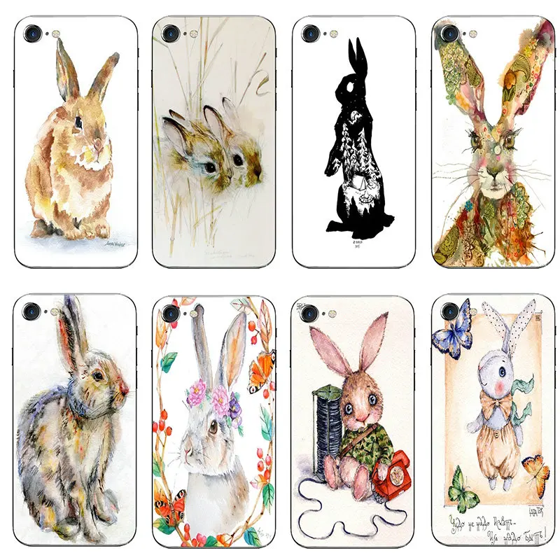 Чехлы для телефонов из мягкого ТПУ с рисунком кролика и романтической