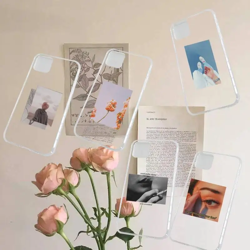 

Fashion aesthetic text pictures Phone Case Transparent soft For iphone 12 11 13 7 8 6 s plus x xs xr pro max mini