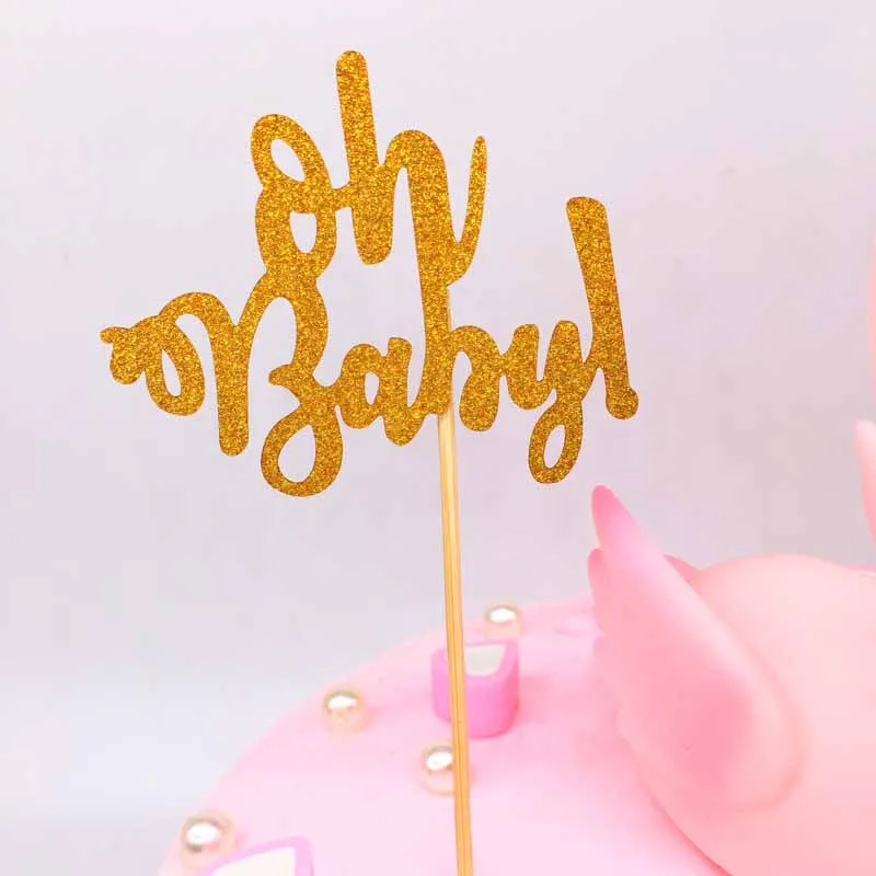10 шт. Блестящий Золотой ой Капкейк с надписью «Baby» топперы Oh мальчик девочка ребенок душ воздушный шар украшение для торта «С Днем Рождения» детские праздничные украшения