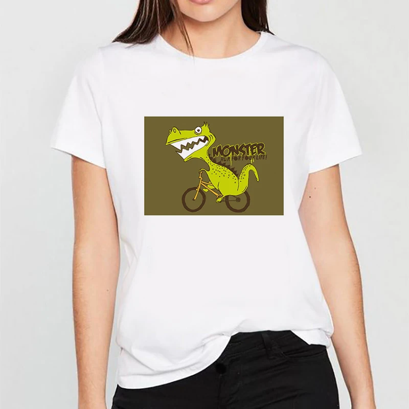 

Women's T-shirt Summer Cartoon Dinosaur TEA-REX Print Harajuku Graphic T-shirt Short Sleeve O Neck Casual Women