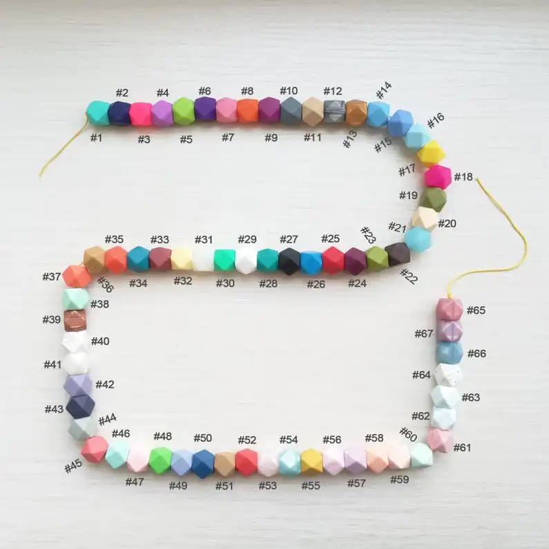 Силиконовые бусины 17 мм шестигранные из пищевого силикона для прорезывания