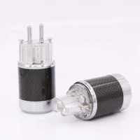 high quality pair carbon fiber rhodium plated eu schuko power plug male female power connector hifi