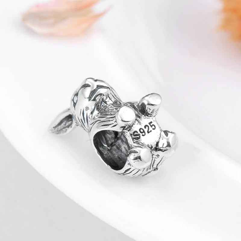 Аутентичные стерлингового серебра 925 яркие прекрасные Подвески Кролик Бусины