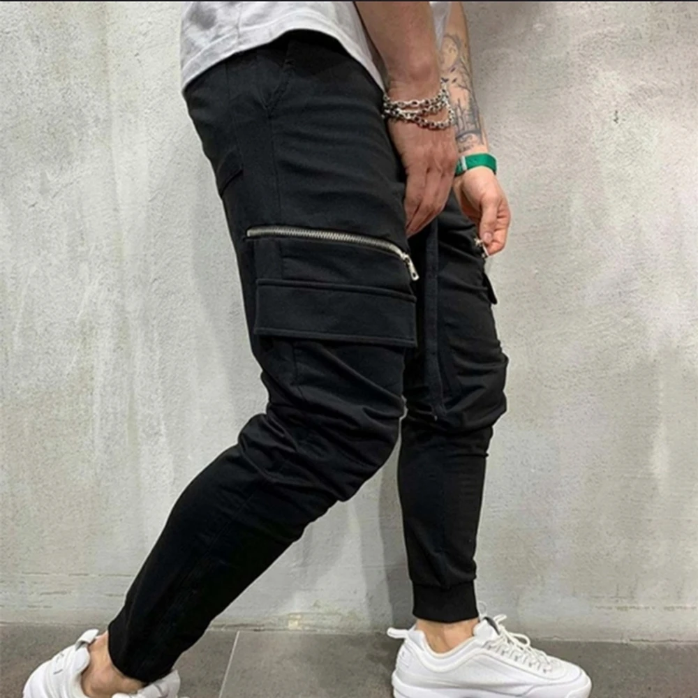 

Pants Men 2020 New Spring and Autumn Men Solid Drawstring Sport Pants Slim Zipper Pocket Hip Hop Jogger Pants for Men