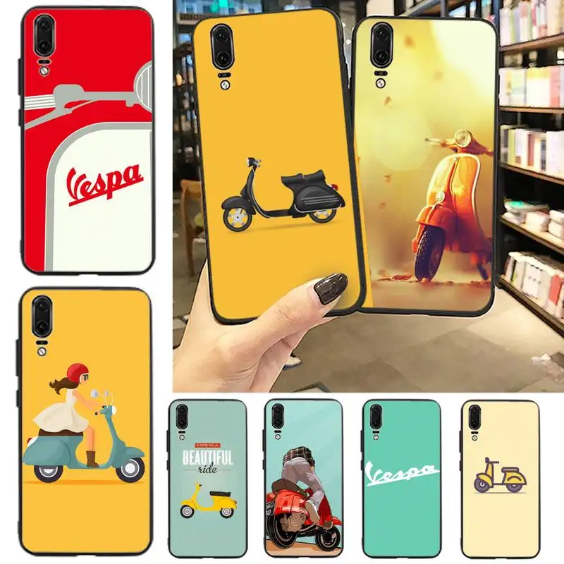 Чехол для телефона Vespa Scooter black Корпус Huawei P9 P10 P20 P30 Pro Lite smart Mate 10 20 Y5 Y6 Y7 2019|Бамперы| |