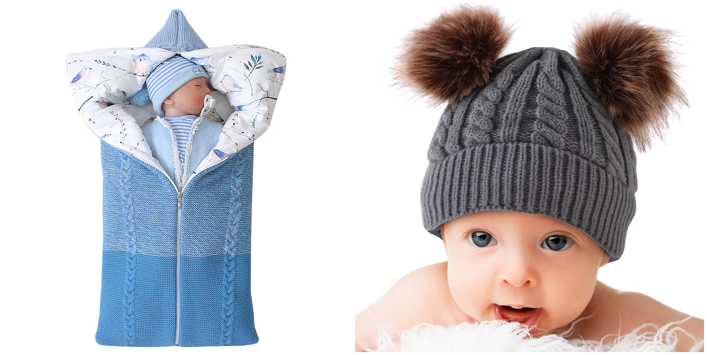 blue and gray Детский спальный мешок, конверт, зимний детский спальный мешок, муфта для коляски, Полиэстер, Хлопок, спальный мешок+ шапочка, пеленка для новорожденных Slaapzak - Цвет: blue and gray