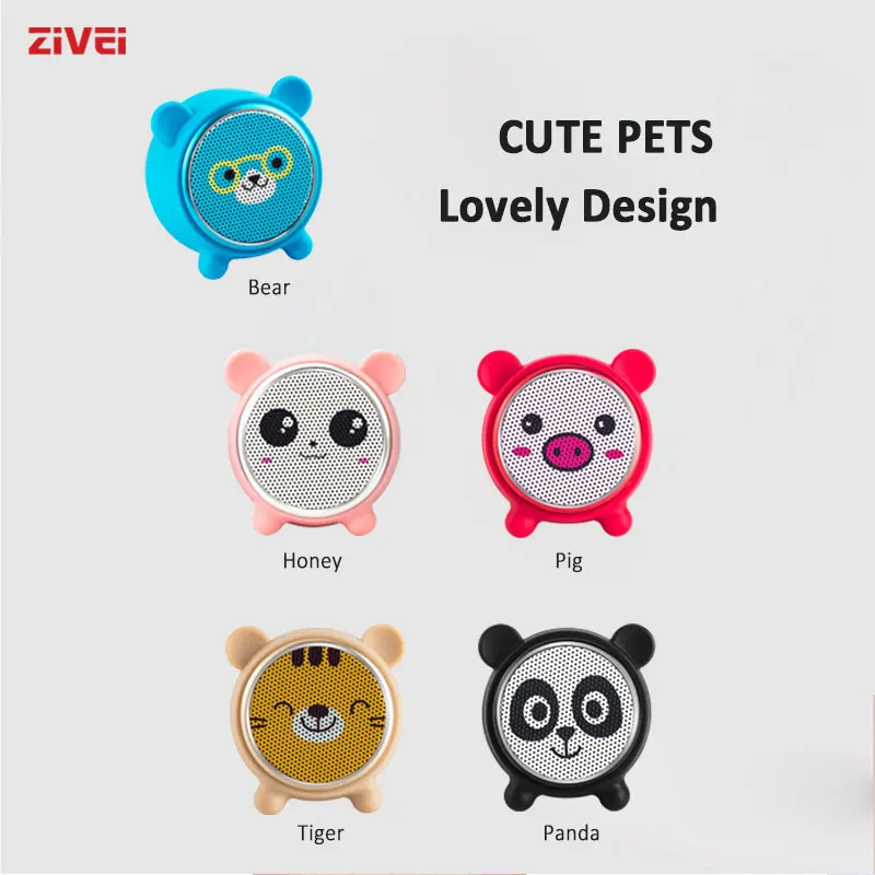 zivei portable bluetooth speaker with hifi 3w audio sound box small size stereo speakers for outdoor or office home cute tiger free global shipping