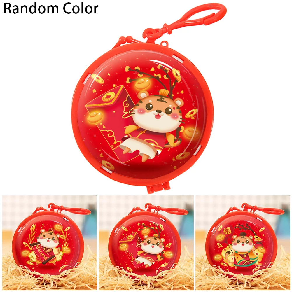 

2022 Year Of The Tiger Wallet Storage Bag Gift Box Coin Bag Cute Tiger Print Round Pouch Candy Bags Chinese New Year Gift