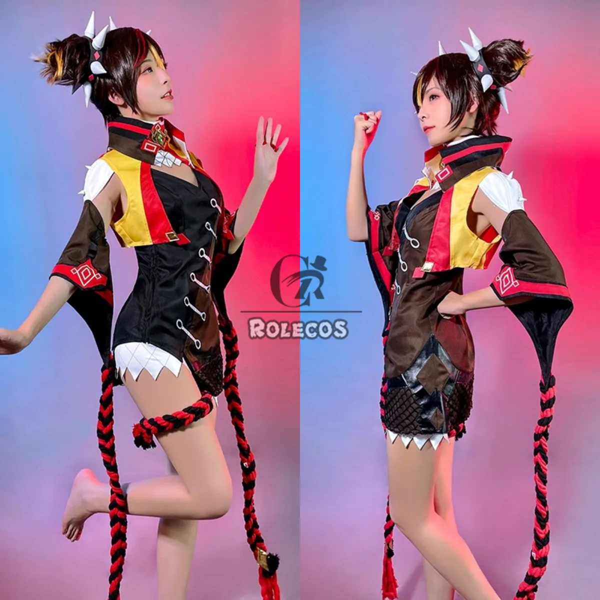Костюм для косплея ROLECOS Genshin Impact костюм Xinyan полный комплект женщин платье жилет