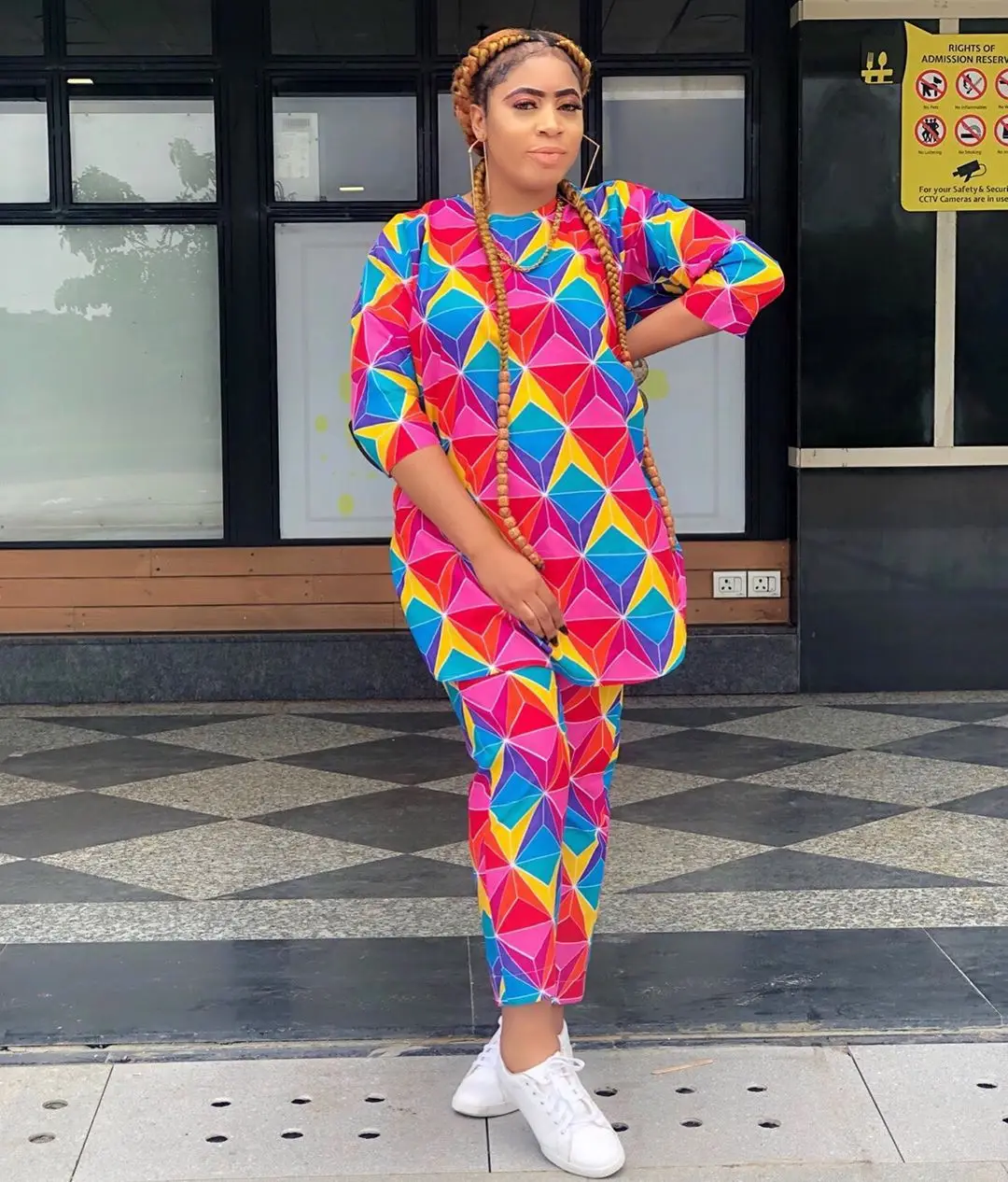 2019 Европа и США новые модные женские свободные брюки с геометрическим принтом из