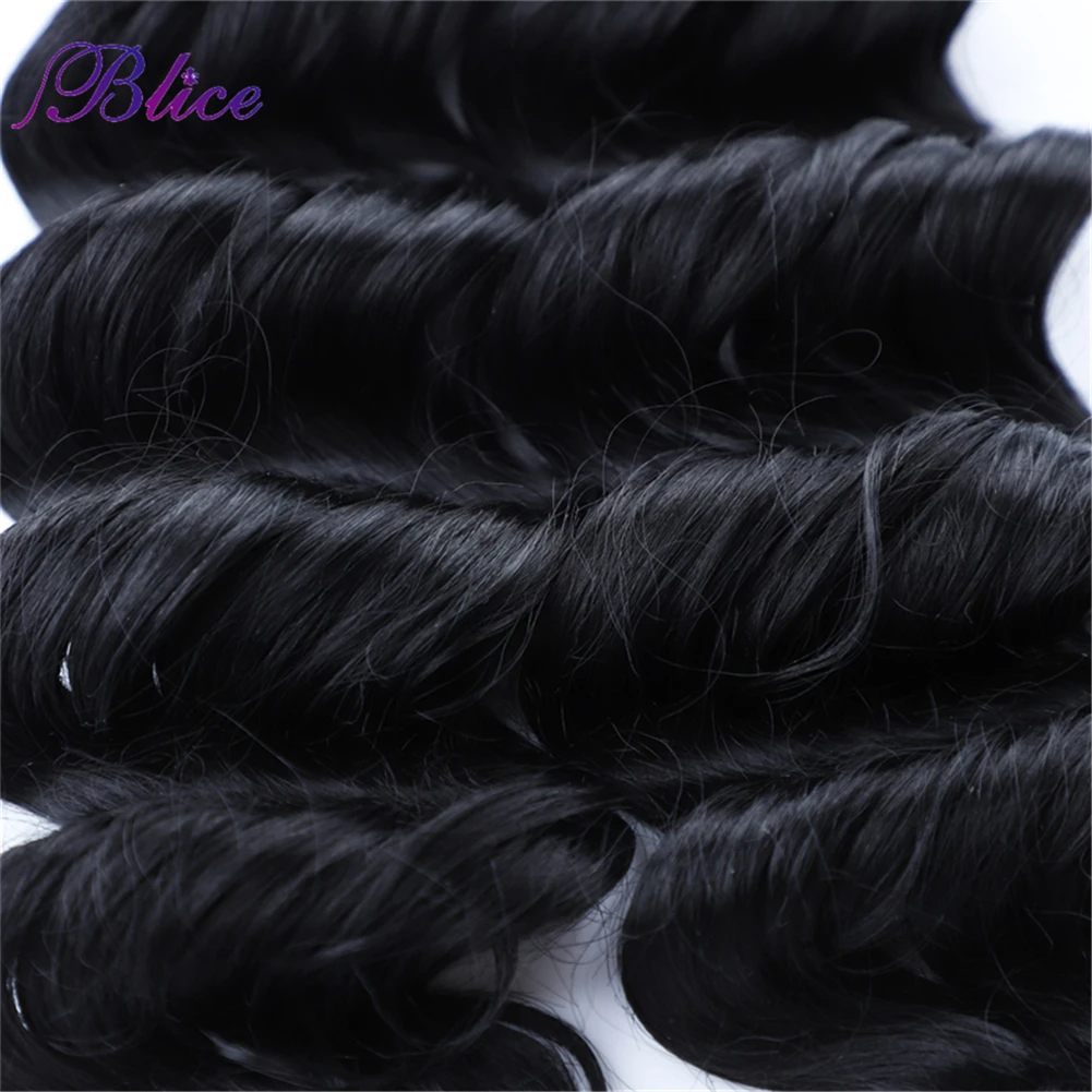 Blice Synthetic Hair Bundles No Weft Nature Wave 18-24'ɱPCS Black color Bulk crochet Extensions |