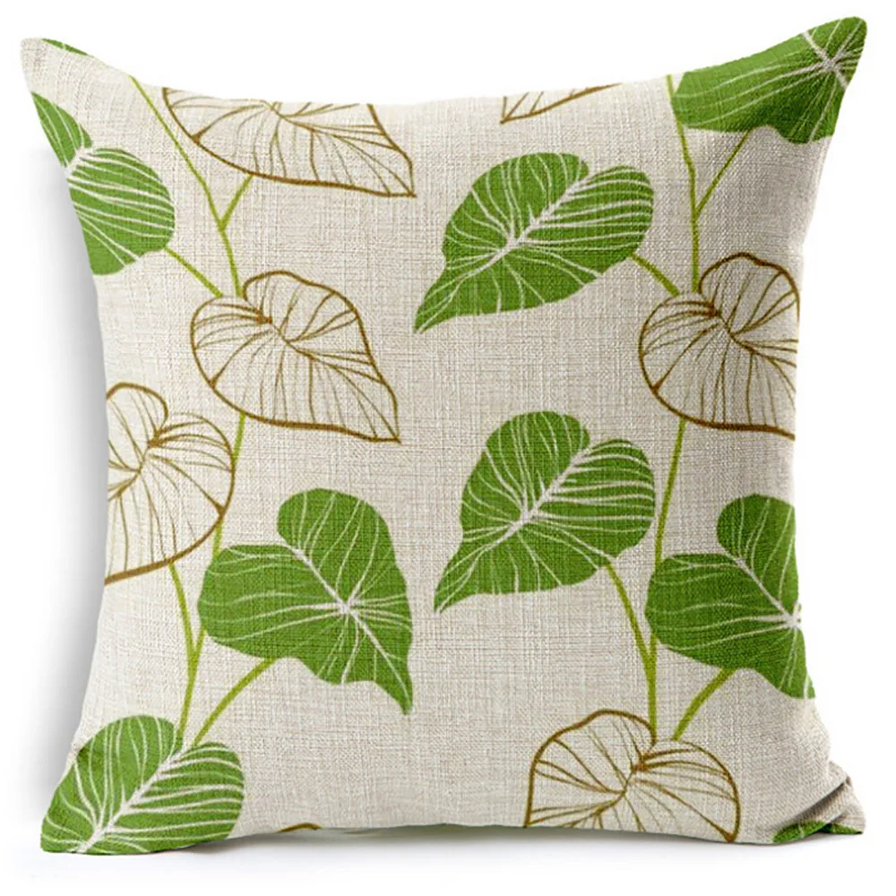 Чехол Lychee льняной с принтом листьев современный наволочка в пасторальном стиле