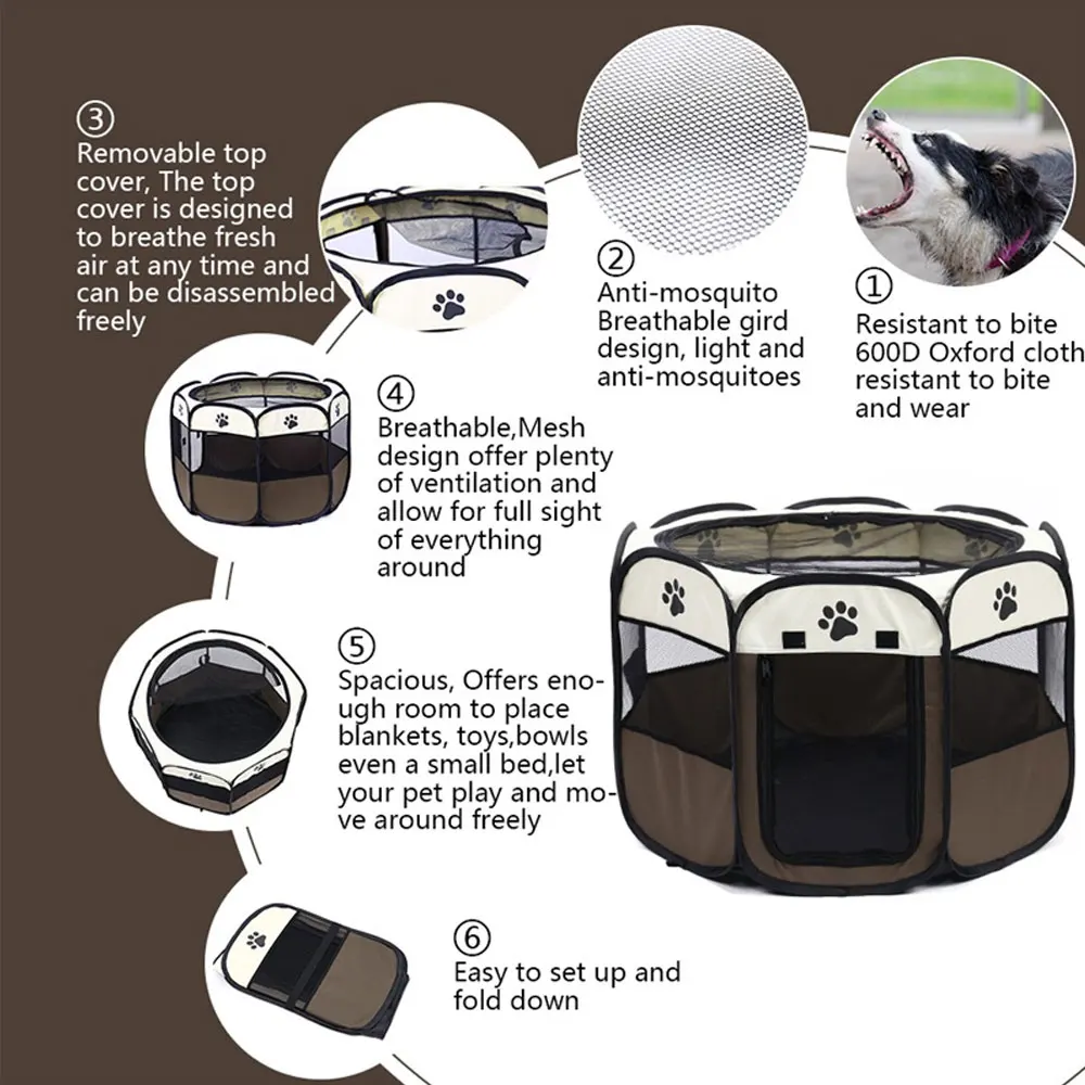 

1Pcs Foldable Removable Pet Playpen Carrying Case Portable Travel Shade Cover, Indoor Outdoor Use Water resistant Tents