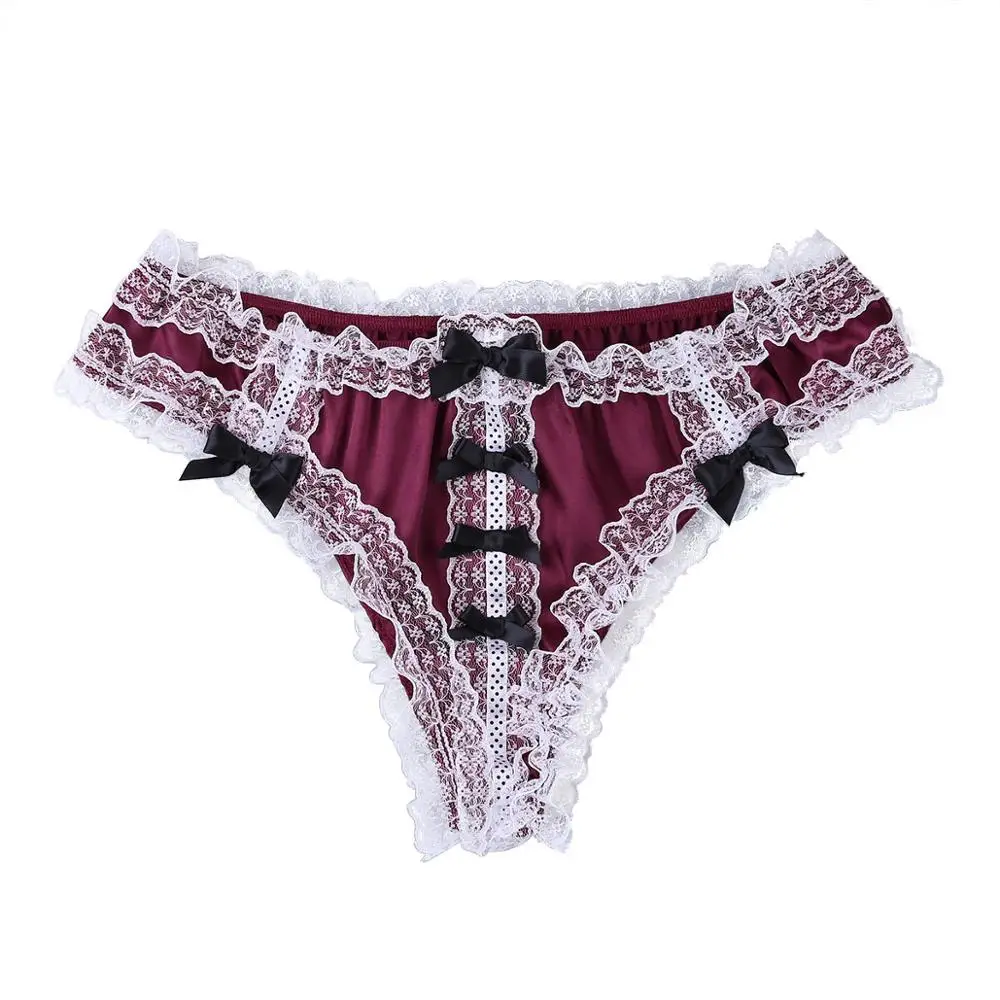 Мужские трусики с оборками кружевное атласное нижнее белье низкой посадкой |