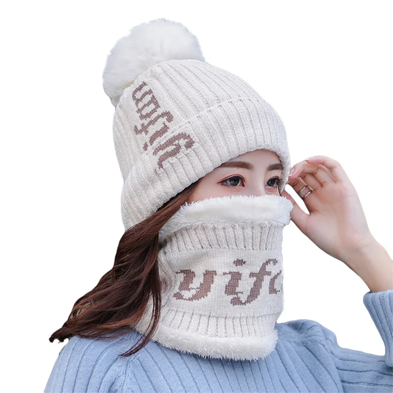 Новая шерстяная шапка с тремя вязаными шапочками + длинный шарф шерстяные