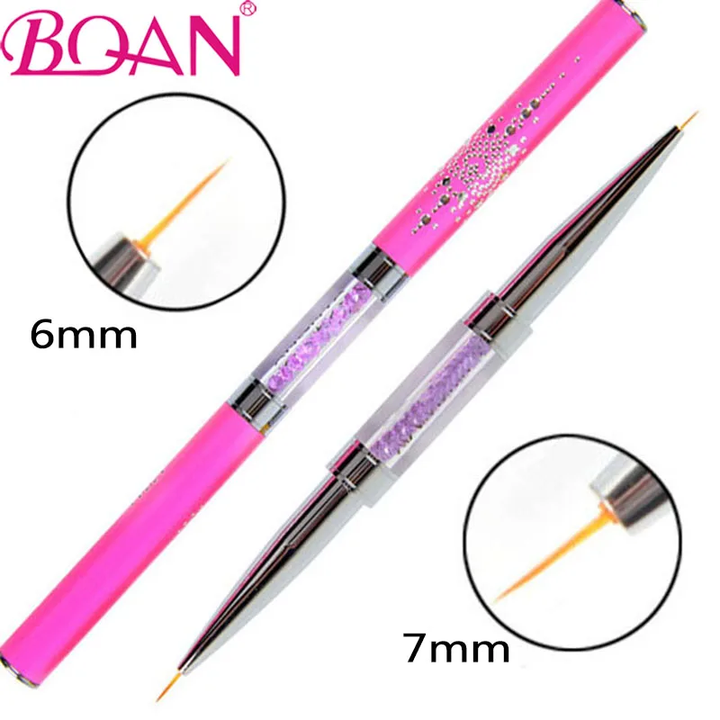 

Rose Red 5/7/9/11mm Double Head Liner Brush Crystal Handle Painting Pen Gel Brush Flower Drawing Painting Nail Art Brush Tools