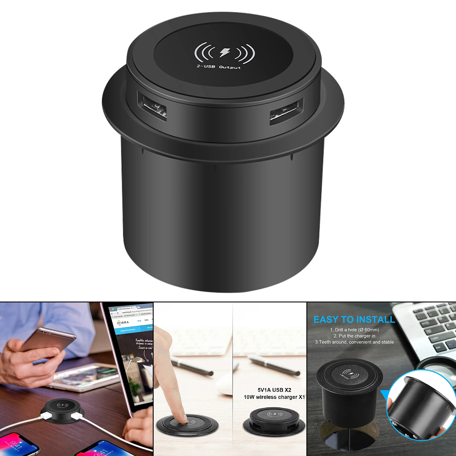 qi wireless charger universal fast charging embedded for desk bedside coffee shop cell phones earphone free global shipping