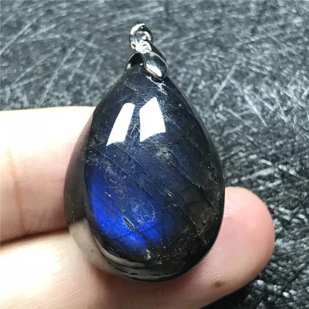 Top Natural Blue Light Labradorite Pendant Jewelry For Woman Men 27x20x10mm Beads Water Drop Stone Silver Necklace AAAAA | Украшения и