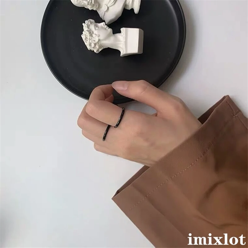 Кольцо женское Kpop черное геометрическое в стиле панк 5 шт. | Украшения и