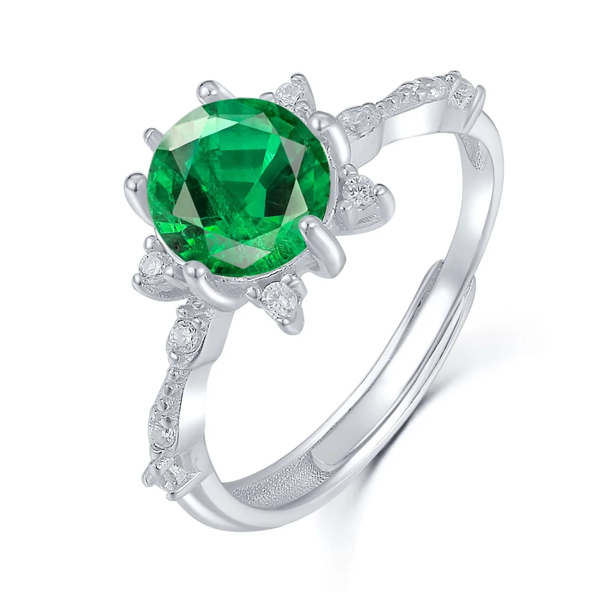 

2.0ct Round Cut Emerald Claw Ring in 925 Sterling Silver emerald stone ring/ emerald ring 925 sterling silver/rings for men