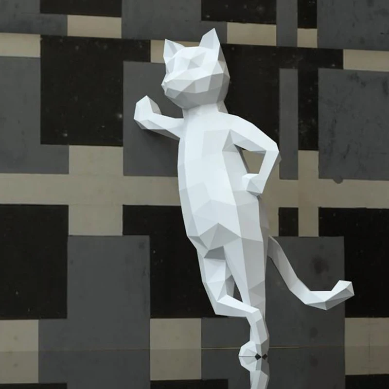 Прекрасный кот 50 см бумага 3D DIY материал ручной творческий домашний декор реквизит#2090 ручная работа милые геометрические бумажные фигурки