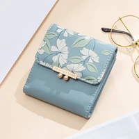 small women wallet trifold leather female purse brand floral designer ladies wallet coin purse young girl purse card holders