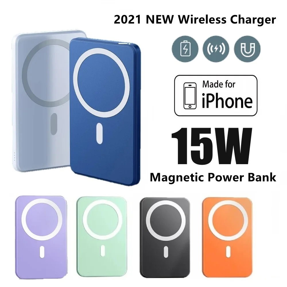 Bater&iacute;a Externa magn&eacute;tica port&aacute;til para tel&eacute;fono m&oacute;vil, Powerbank inal&aacute;mbrico de 10000mAh para iphone 13, 12, 13Pro, 12Pro, Max, Mini-0